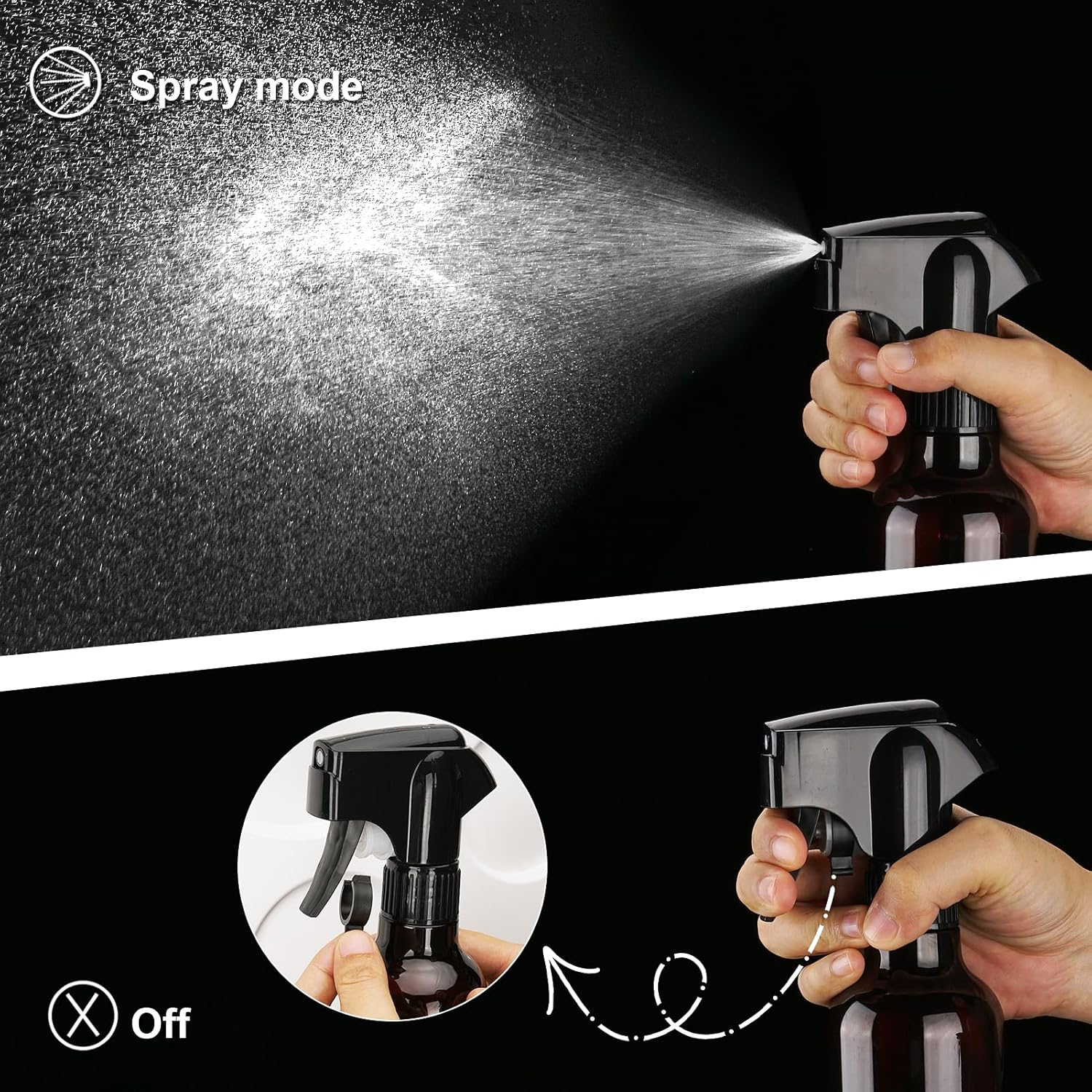 Hethyo Plastic Spray Bottles 12Oz Mist Spraying Bottle Heavy Duty Empty Water Spray Bottles for Hair, Cleaning Solutions, Plants，Essential Oils 2 Pack (Brown-2Pcs) - Brown-2Pcs image number 2