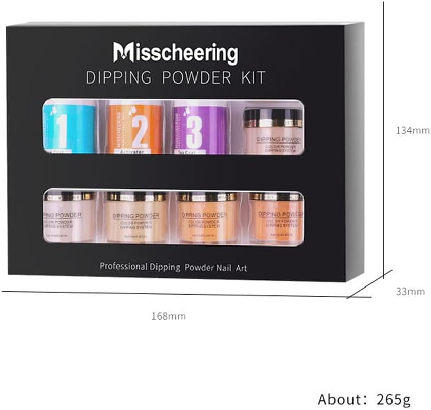 Dipping Nail Powder Kit Nail Art Set with Base Top Coat Activator for French Nail Extension Manicure No UV/LED Nail Lamp Needed DIY Nail Art Kit image number 1