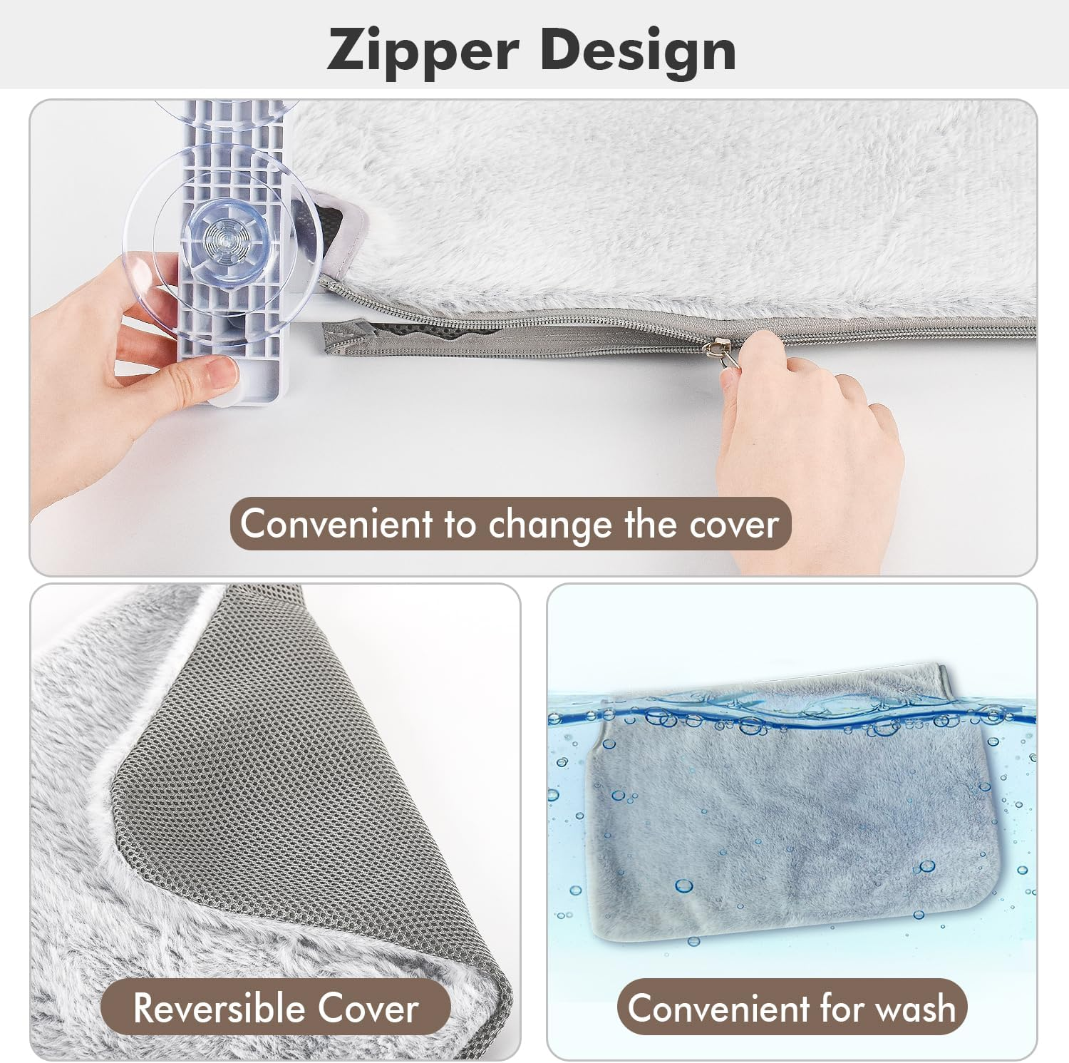 AMOSIJOY Cordless Window Perch Cat Hammock, Large Window Beds with 4 Suction Cups & Solid Metal Frame, Foldable Seat for Indoor Cats (Medium) image number 4