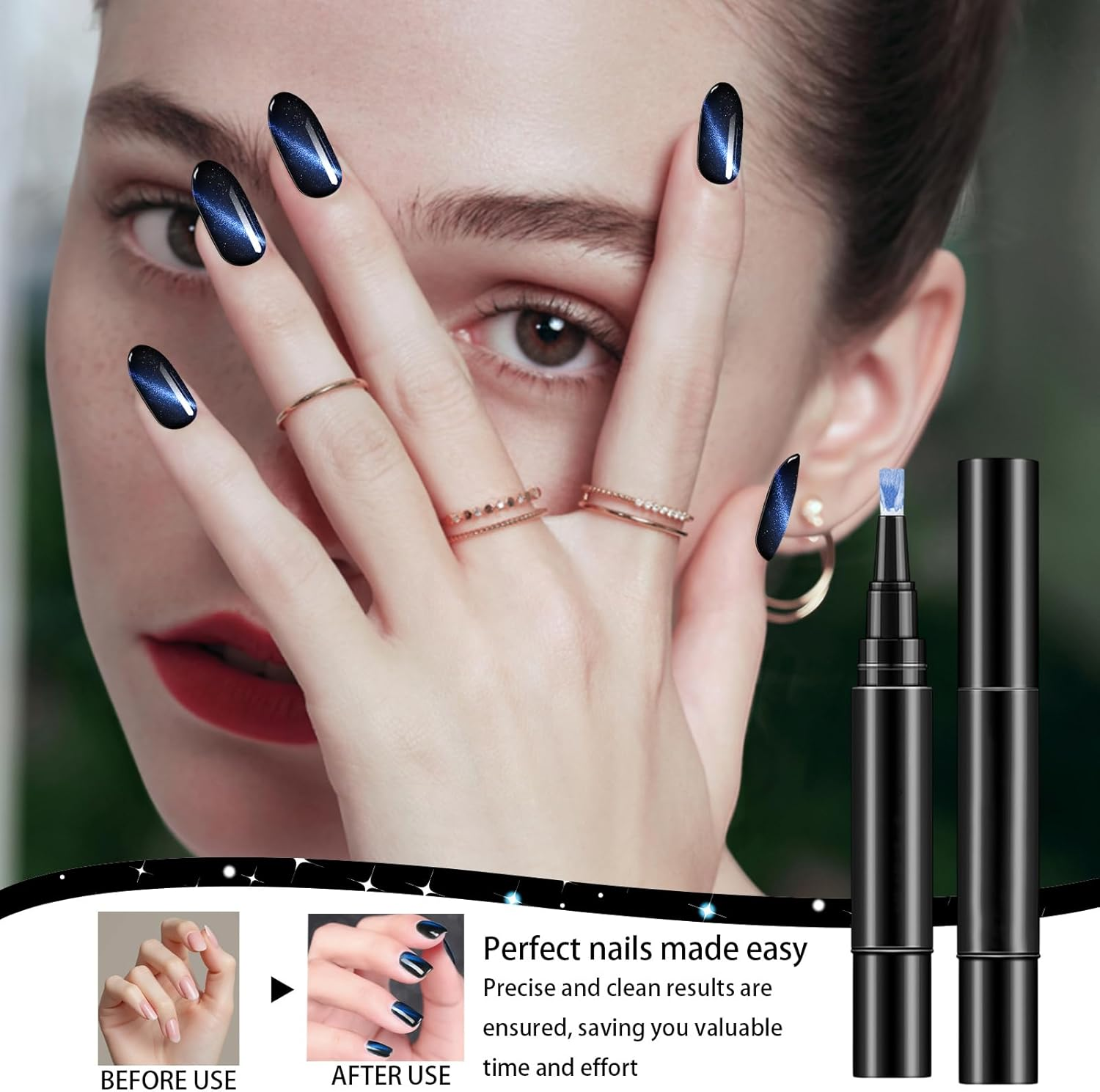 Nail Pen Gel Polish - 1 Step Gel Manicure Pencil, Nail Art Drawing Marker Pen | Gel Polish Pen for Home Salon, Easy Application Nail Design Tool for Women, Teens, Manicure Enthusiasts - 01 image number 4