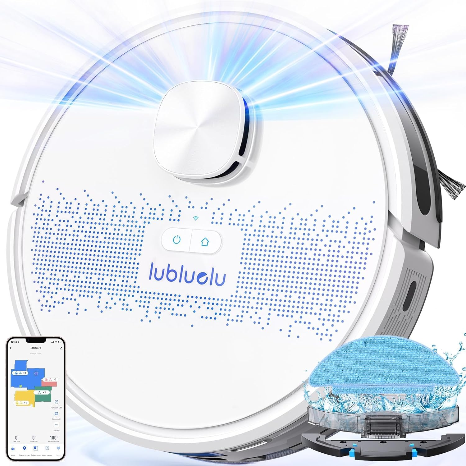 Lubluelu Robot Vacuum and Mop Combo 4000Pa, 2 in 1 Robotic Vacuum Cleaner, Lidar Navigation Laser, 5 Editable Map,10 No-Go Zones, App/Alexa, Intelligent Vacuum Robot for Pet Hair, Carpet, Hard Floor image number 5