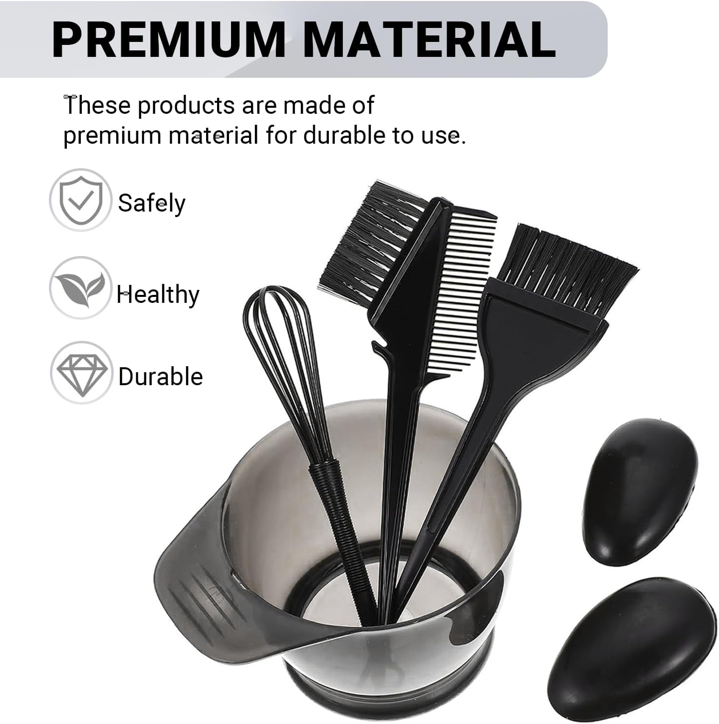 JOWILIN Hair Dye Coloring Kit 5 Pcs - Hair Dye Bowl, Hair Dying Brush, Comb, Ear Cover, Mixer, with Hook, Hair Dying Accessory Kit for Salon Home Hair Coloring (Black) image number 1