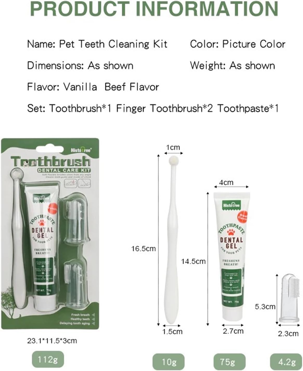 Dog Toothbrush and Toothpaste Kit Set for Dog Teeth Cleaning and Care,Extra Fingerbrush Brushing Dog Dental Care Kit Set