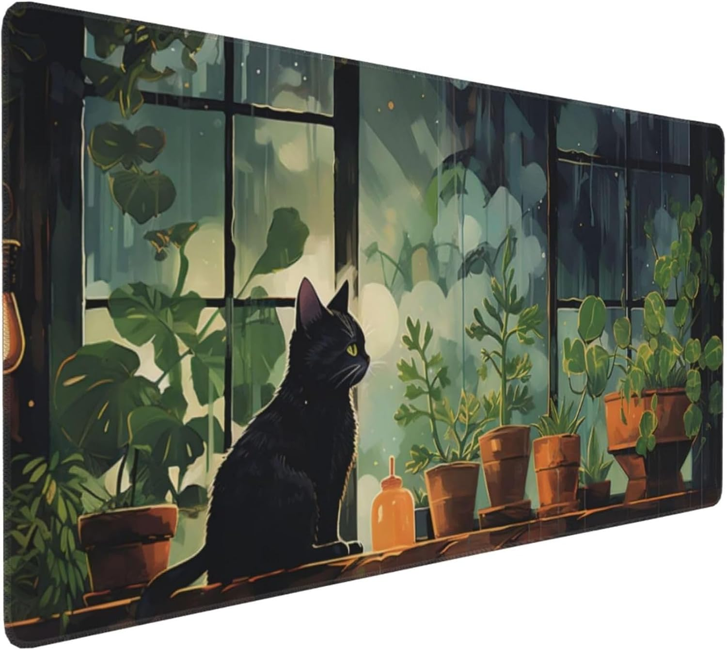 31.5X11.8 Inch, Large Mouse Pad for Desk, Extended Keyboard Mouse Mat for Computer Office, Big Laptop Mouse Pad, Gaming Pc-Cute Black Cat image number 3