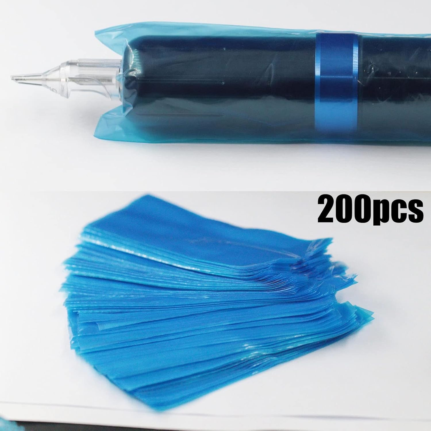 Sotica 200Pcs Blue Tattoo Pen Covers, Disposable Plastic Sleeves for Standard Machine Pens image number 4