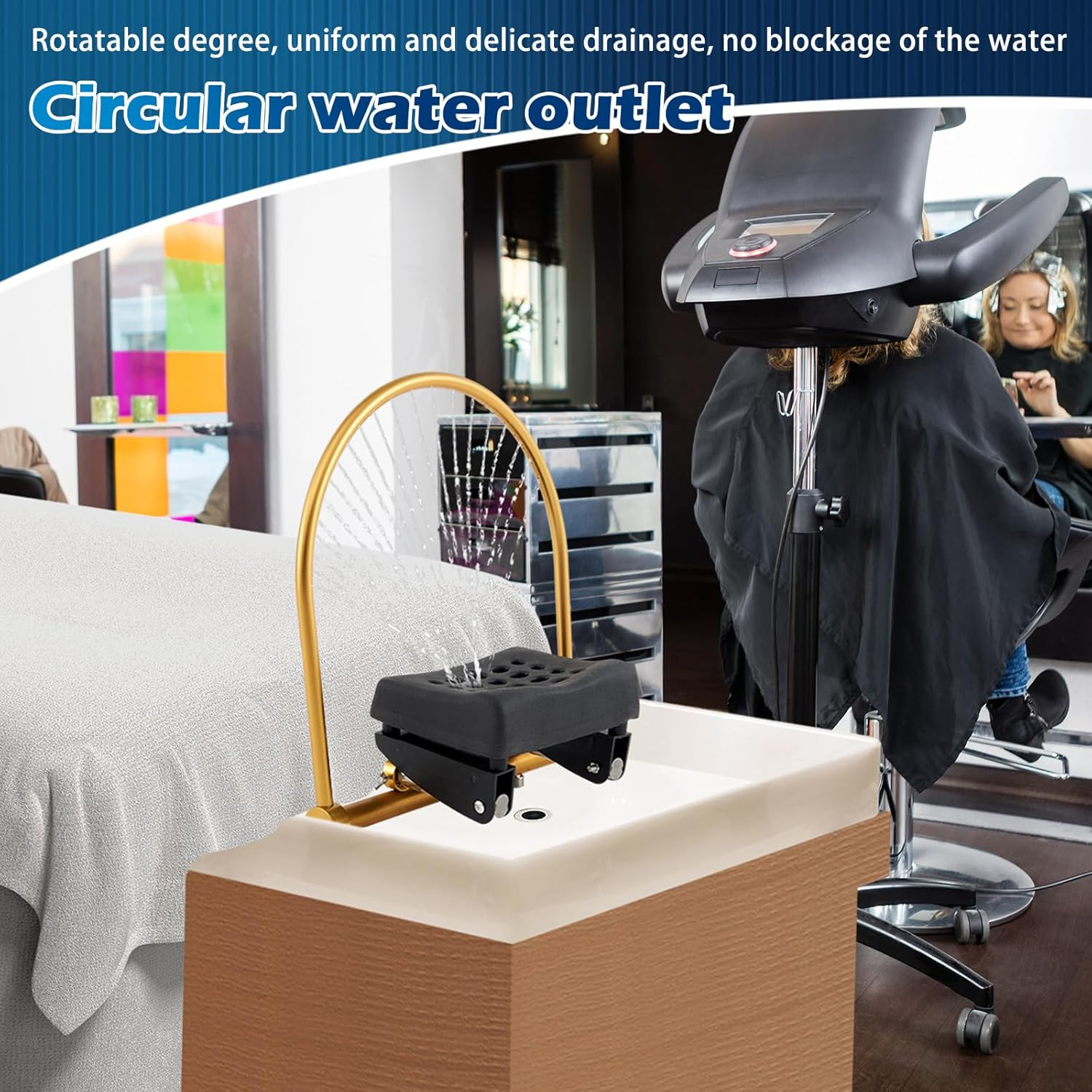 Colingmill Water Circulation Frame with Pillow Head Spa Equipment Frame Water Circulation Rack Shampoo Bed Accessories for Hair Treatment Fumigation Salon Barber Shop image number 3