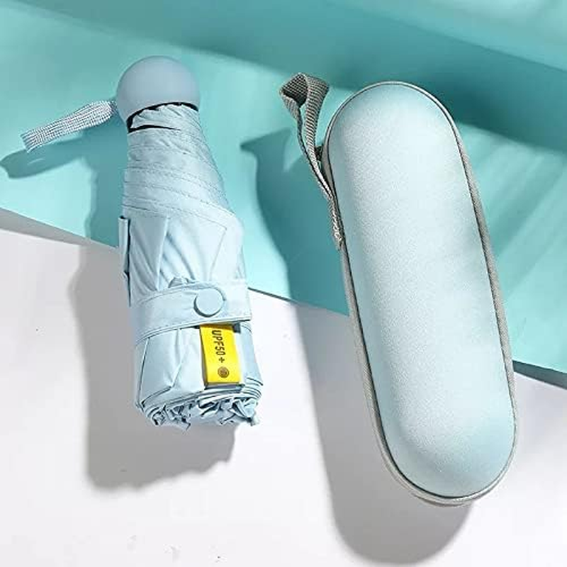 Travel Mini Umbrella, Small Compact UV Umbrella with Protective Case, Lightweight Tiny Pocket Umbrella for Purse, Sun & Rain Umbrellas Mini Travel Windproof Umbrella with 95% UV Protection - Darkgn image number 6