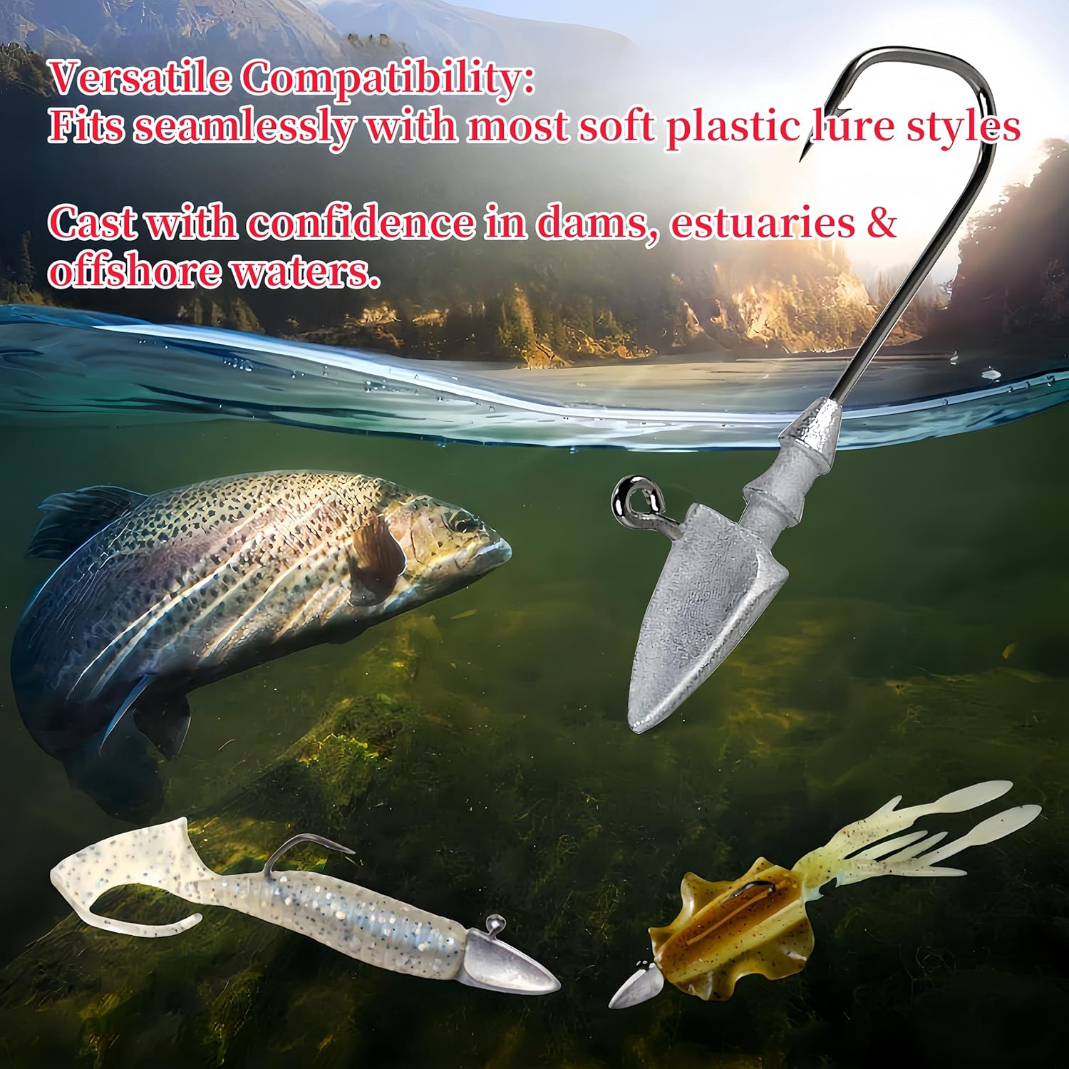 DAYUYUE 30Pcs Fishing Jig Heads Kit 3.5G 5G 7G 10G 14G with Tackle Box Soft Bait Hooks for Freshwater Saltwater Lures image number 1