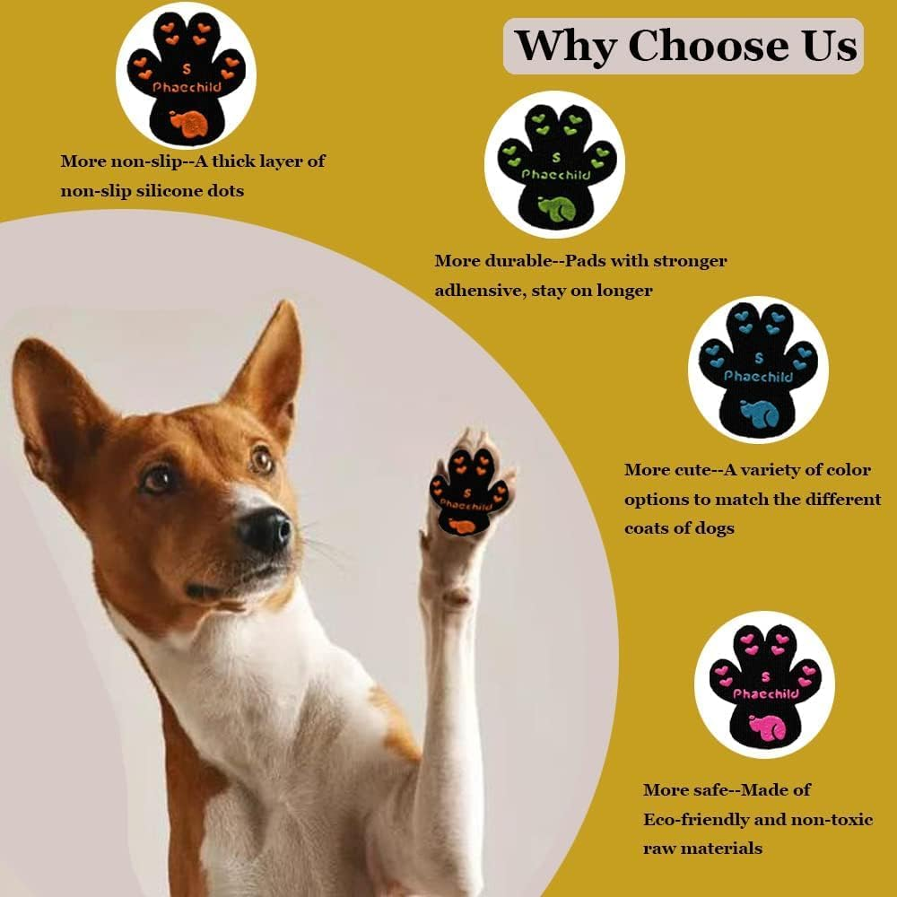 Phaechild Dog Paw Pads Anti-Slip Grips,Dog Paw Protectors for Senior Dogs on Hot Pavement 20 Sets 80 Pads Multicolor S image number 5