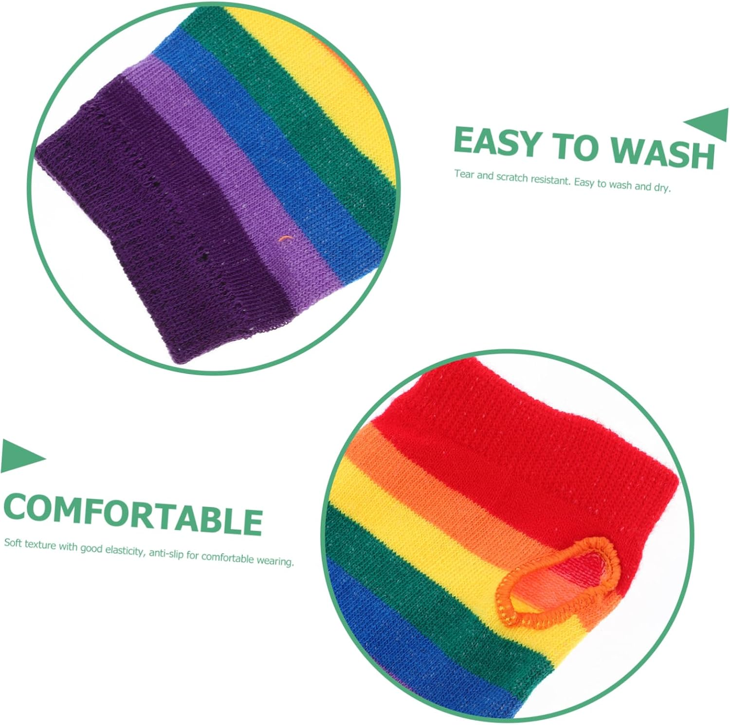 WRITWAA Long Gloves Rainbow Strips Warmer Fingerless Gloves for Women Girls Winter Festival Accessories Thermal Wear Women image number 4