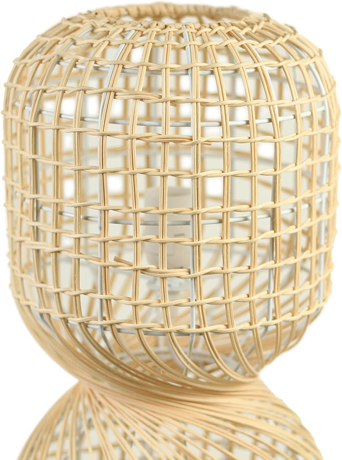 Lexi Lighting Twirla Rattan Floor Lamp, Cylindrical Twisted Squared Rattan Boho Style, Overall Height 104Cm, 2-Light Small Natural Color Standing Lamp with Sturdy Base for Great Living Room D&eacute;cor image number 3