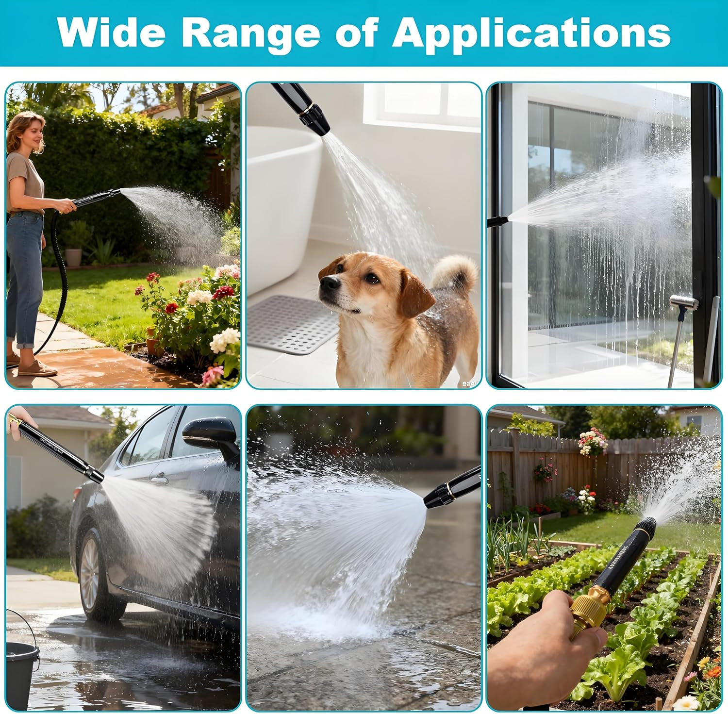 Expandable Garden Hose 50Ft, Garden Hose with Multi-Function Adjustable Nozzle, Flexible No-Kind Water Hose for Cars, Rvs, Boats, Campers, Outdoors, Yards, Lawns (15M) image number 2