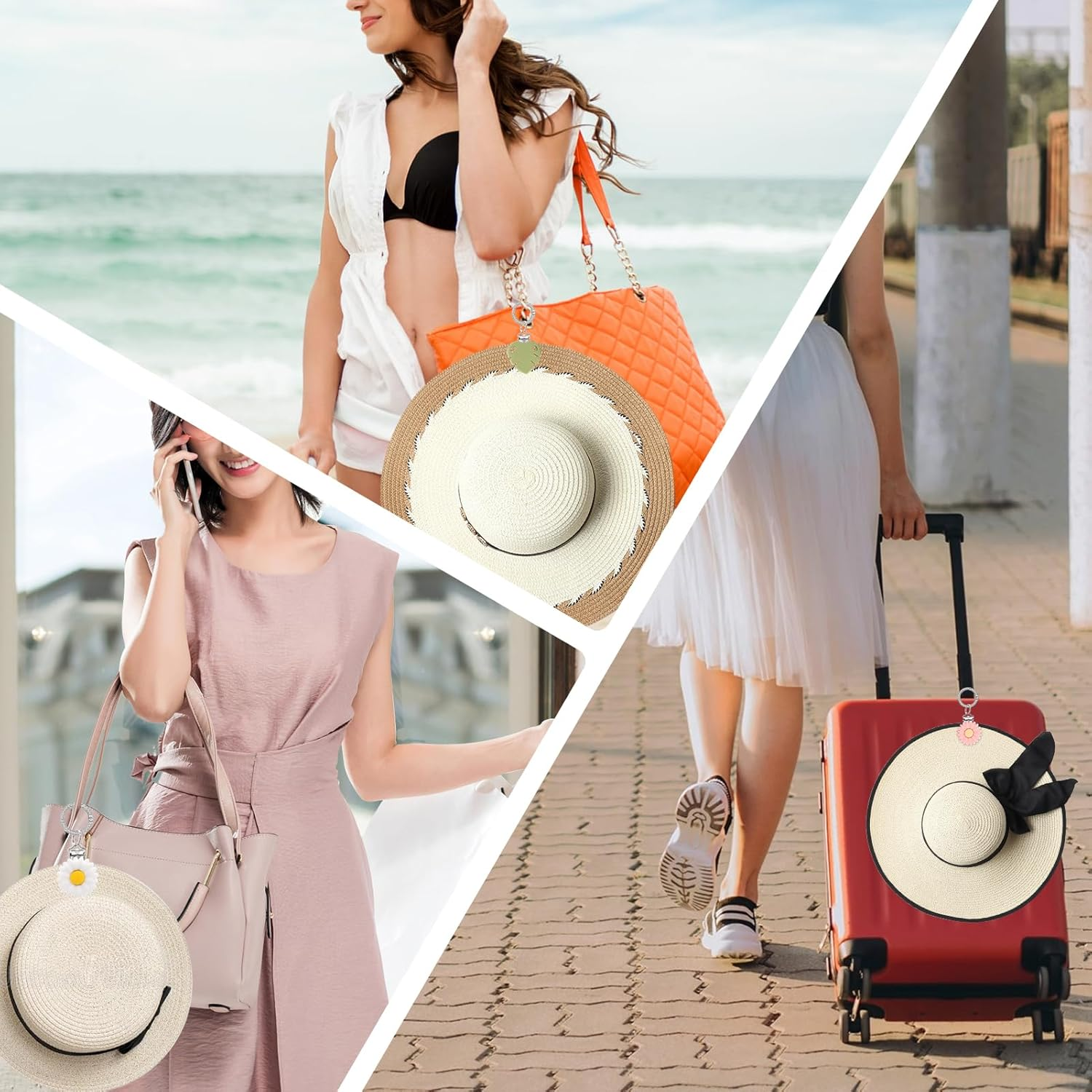 QUYANGCHIFENG 2Pcs Hat Clips for Travel on Bag, Silicone Hat Carrier for Backpack, Luggage, Bogg Bags, Protect Hat from Falling, Travel Woman (Green&Blue) image number 4