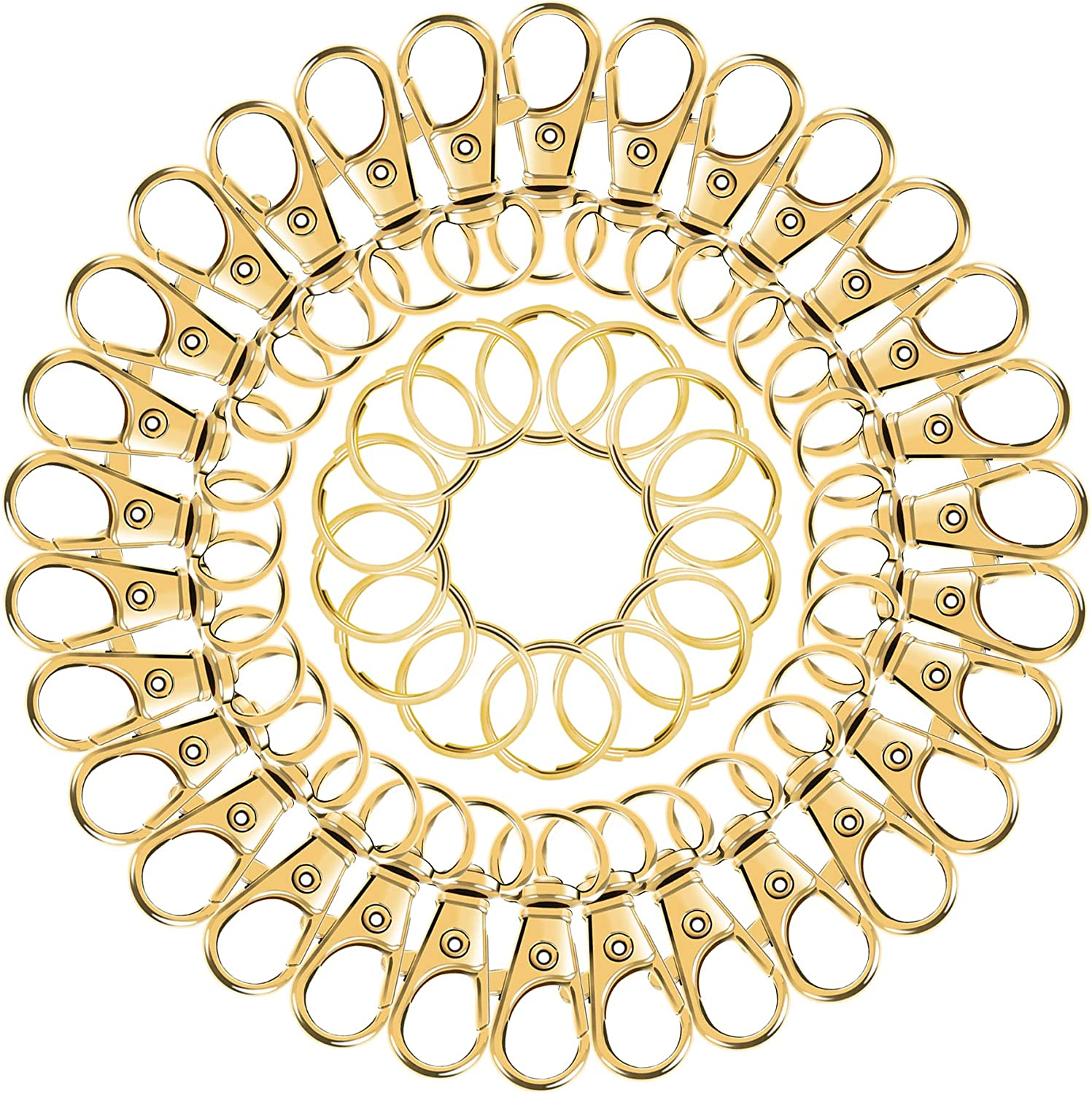 AUGSUN Swivel Clasps Lanyard Snap Hooks with Key Rings, Key Chain Clip Hooks Lobster Claw Clasps for Keychains Jewelry DIY Crafts (Gold) - 3.1Cmsilver image number 6