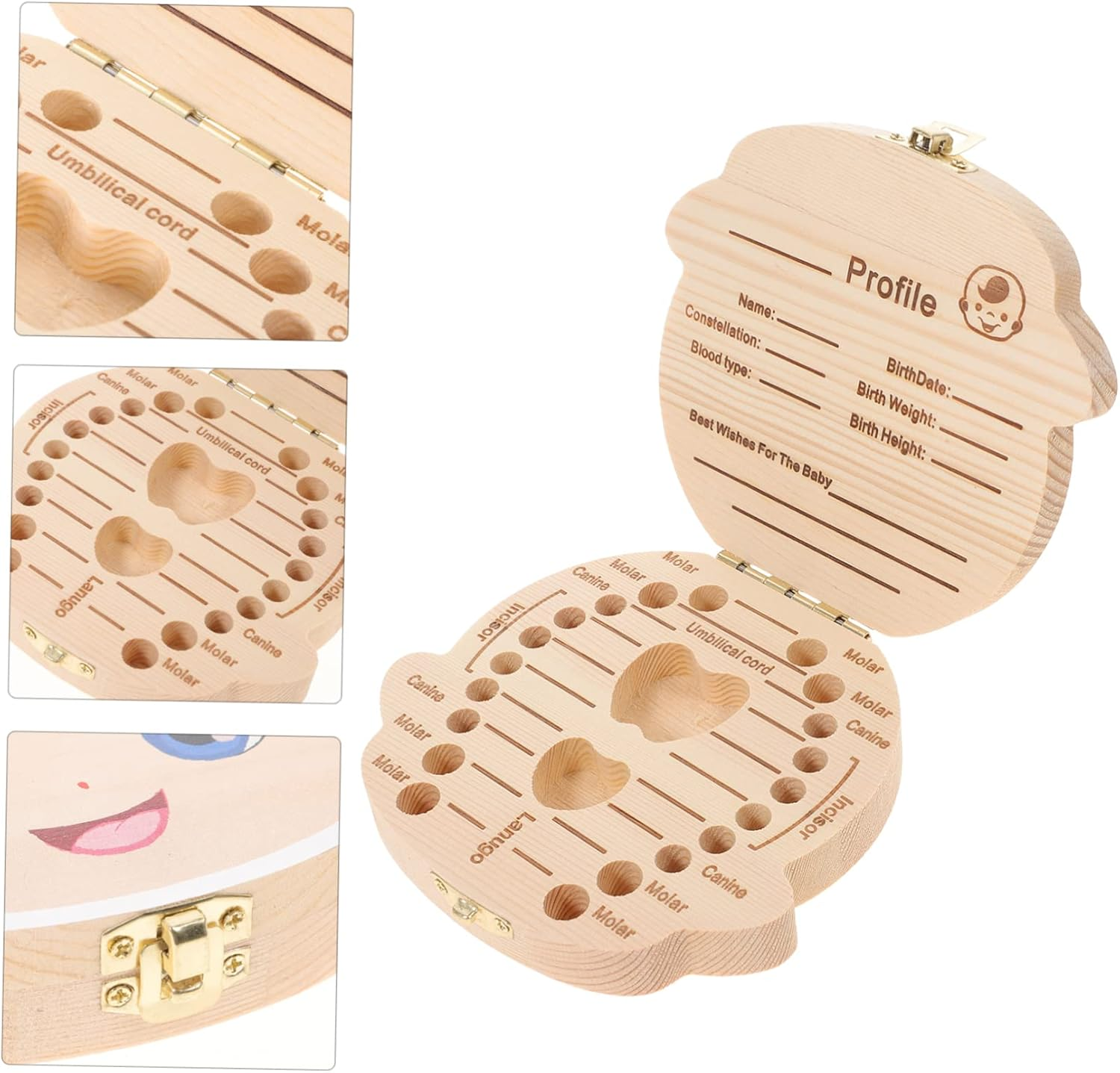 Luxshiny Wooden Baby Tooth Box Colorful Cartoon Boys Keepsake Case Baby First Tooth Organizer for Newborns image number 1