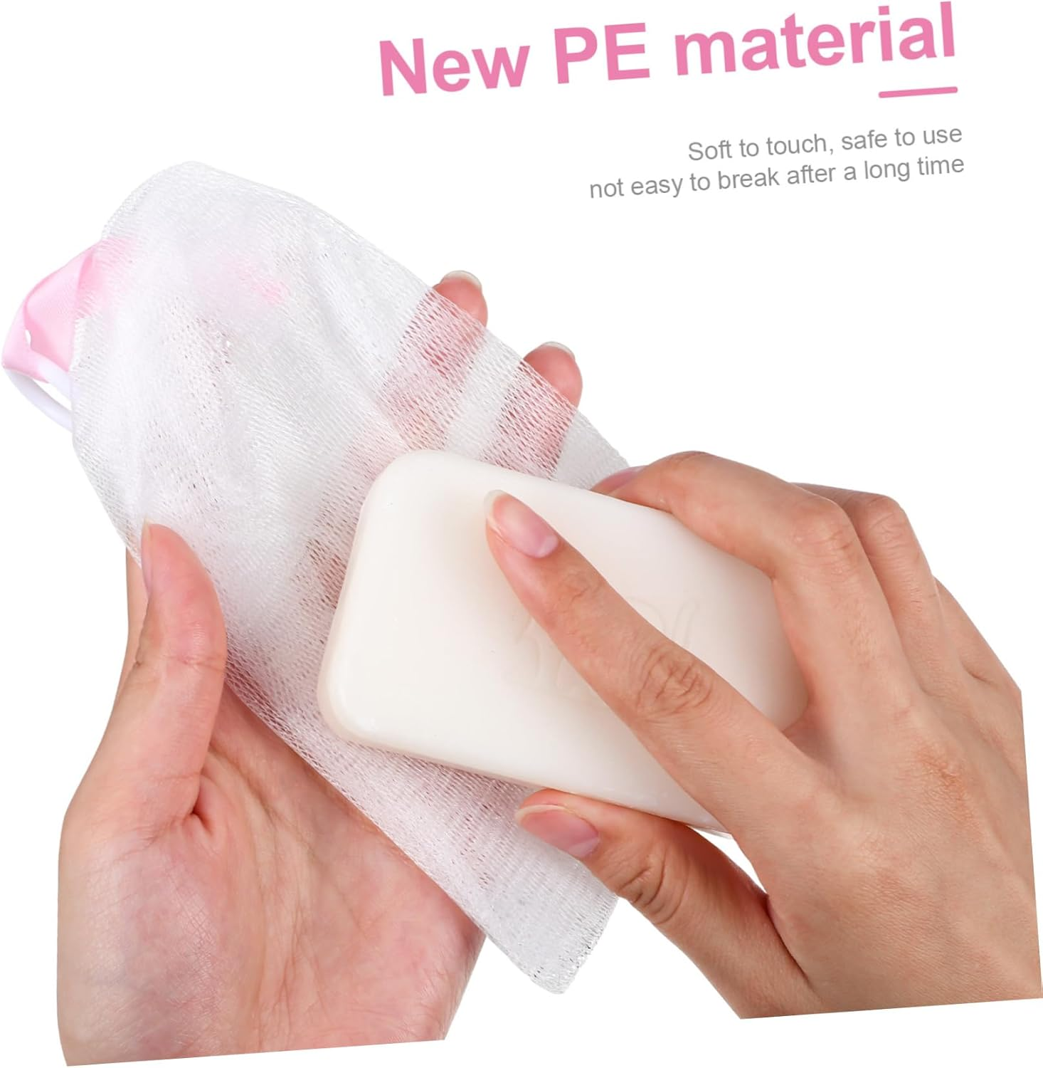 Angoily 3 Pcs Japanese Soap Foaming Net Pouches Soap Saver Bags Drawstring Exfoliating Shower Supplies for Body and Facial Cleansing image number 1