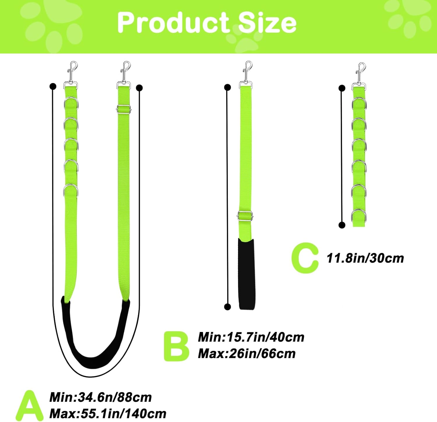 ASOCEA Dog Grooming Belly Strap Nylon Grooming Restraint Loop Noose Dog Grooming Extension Strap Adjustable Traction Leash with D-Rings for Small Medium Cats Dogs Grooming Bathing (Green)