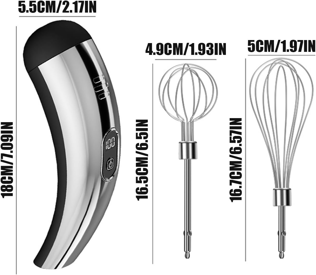 Handheld Mixer - Stainless Steel 5 Adjustable Speed - Electric Hand Blender,For Cooking Baking Cake Dough Cream Batter Food Drink Home