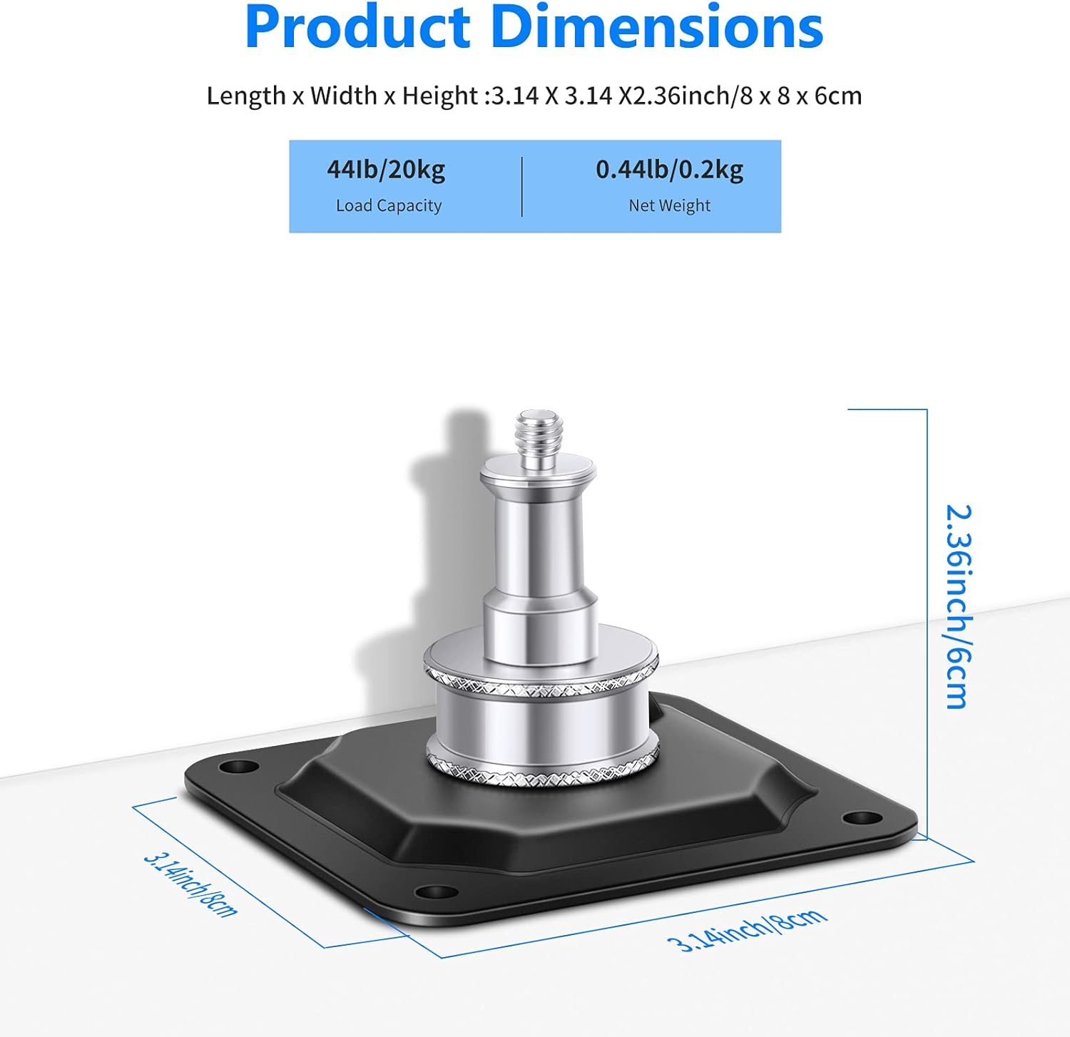 NEEWER Ceiling Mount, Wall and Ceiling Mount Adapter with 5/8&rdquo; Stud and 1/4&rdquo; Screw for Ring Light, Studio Monolight, LED Video Light, Projector & Microphone, Max Load: 44Lb/20Kg
