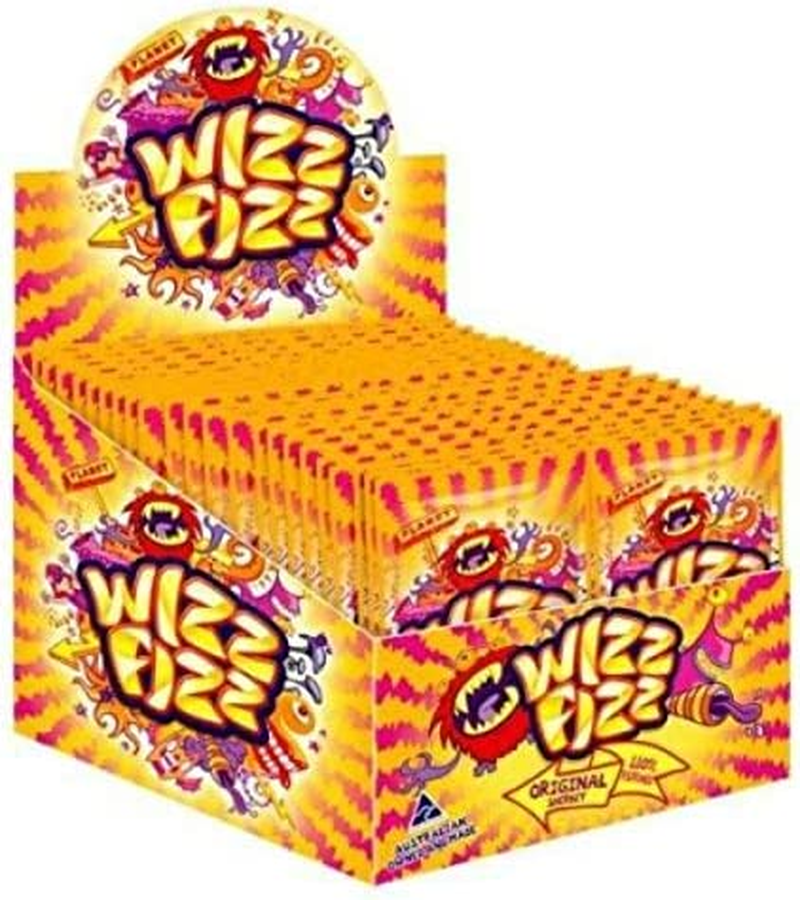 Wizz Fizz 50 Original Sherbet Sachets with Mini Spoon - 12.5G per Sachet Party Favor Candy for Kids - Candy Buffet Sweets - Made in Australia