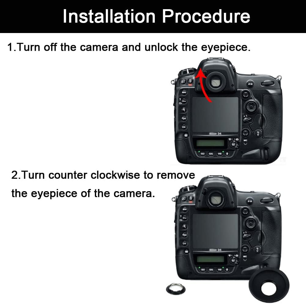 DK-19 Eyecup Eyepiece Viewfinder Compatible for Nikon D810 D810A D800 D800E D700 F6 D5 Camera, Replaces DK-17/DK-19 (2 Pack) image number 6