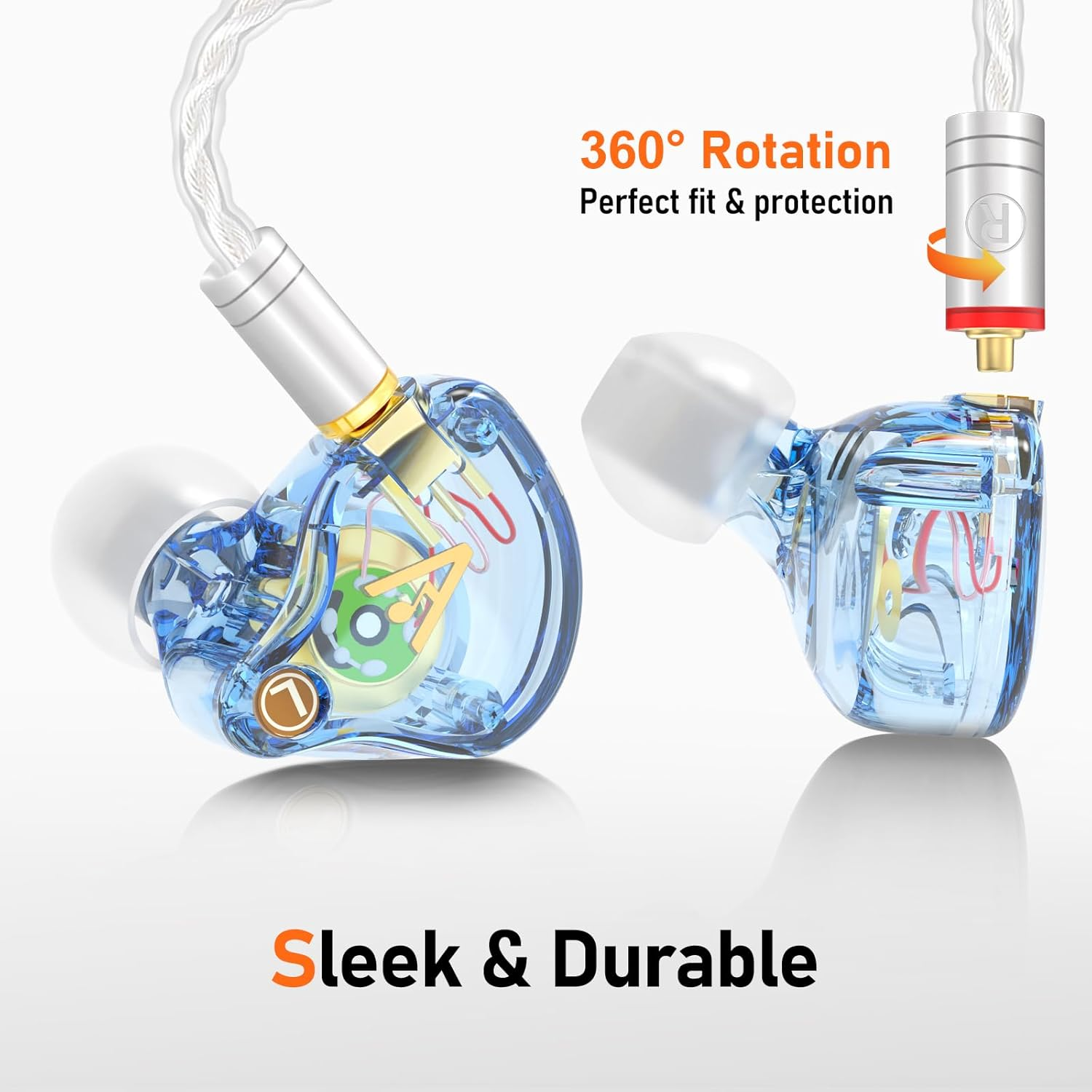 Vibes 202M Wired Earbuds - Hifi in Ear Monitor Headphones - Noise-Isolating Ear Buds W/ Mic - Clear Sound, Deep Bass & Comfort-Fit Gaming Earphones - MMCX to 3.5Mm & Silver Plated Cord, Carrying Case image number 6