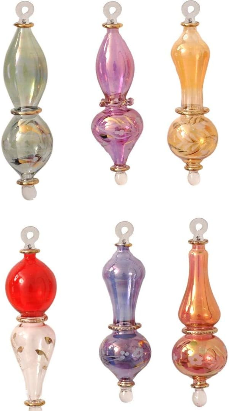 Craftsofegypt Set of 6 Egyptian Hand Blown Glass Christmas Ornaments Vintage Style for the Tree image number 4