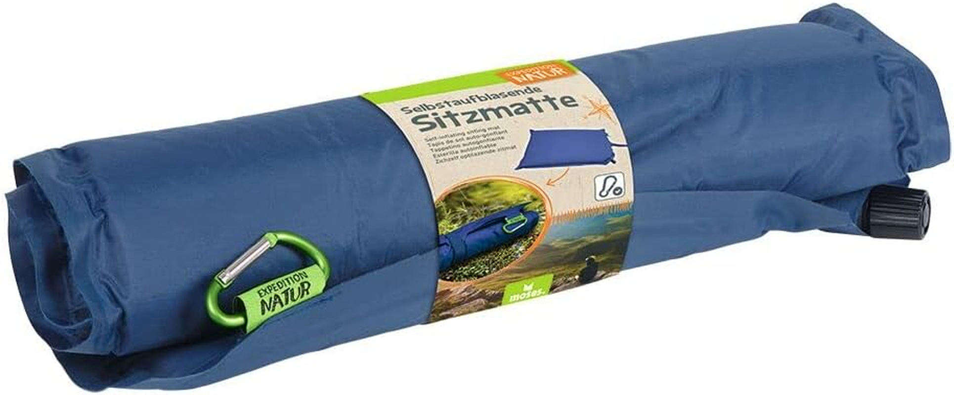 Moses. Expedition Natur Self-Inflating Seat Mat, Outdoor Seat Cushion for Children, Perfect to Take to Nursery 9839 Blue, Green, Roll-Up, Blue, Green, Aufrollbar, Casual