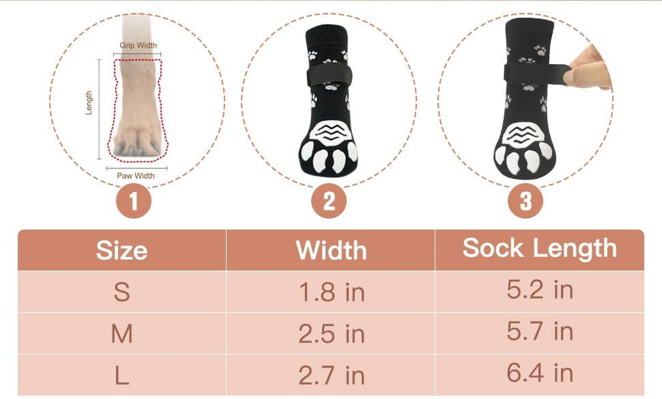 4Pcs Anti-Slip Dog Socks - Double Side Non-Slip Paw Protector for Hardwood Floors,Prevent Licking,Dog Booties (Black, L) image number 5