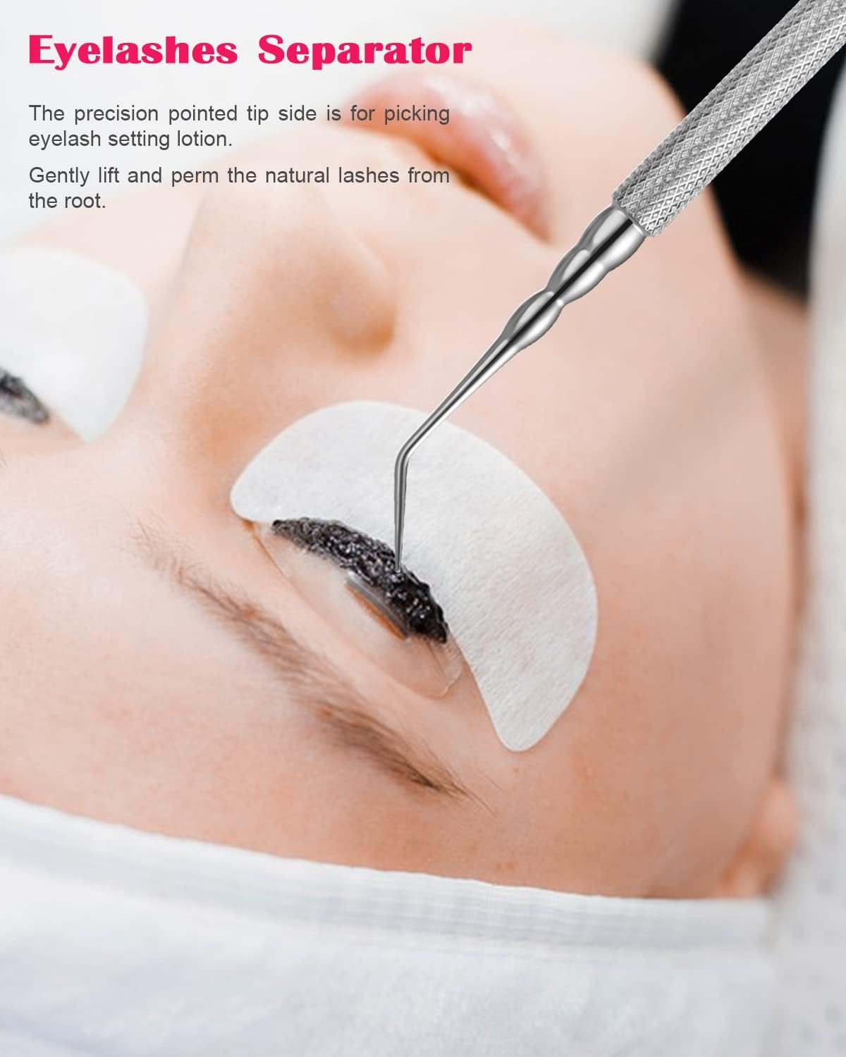 FVION 2 Pieces Eyelash Enhancer, Curved Eyelash Extension Tweezers/Eyebrow Brushes - Tweezers for False Eyelash Extensions, Eyelash Separator Comb, Lash Lift Makeup Tool