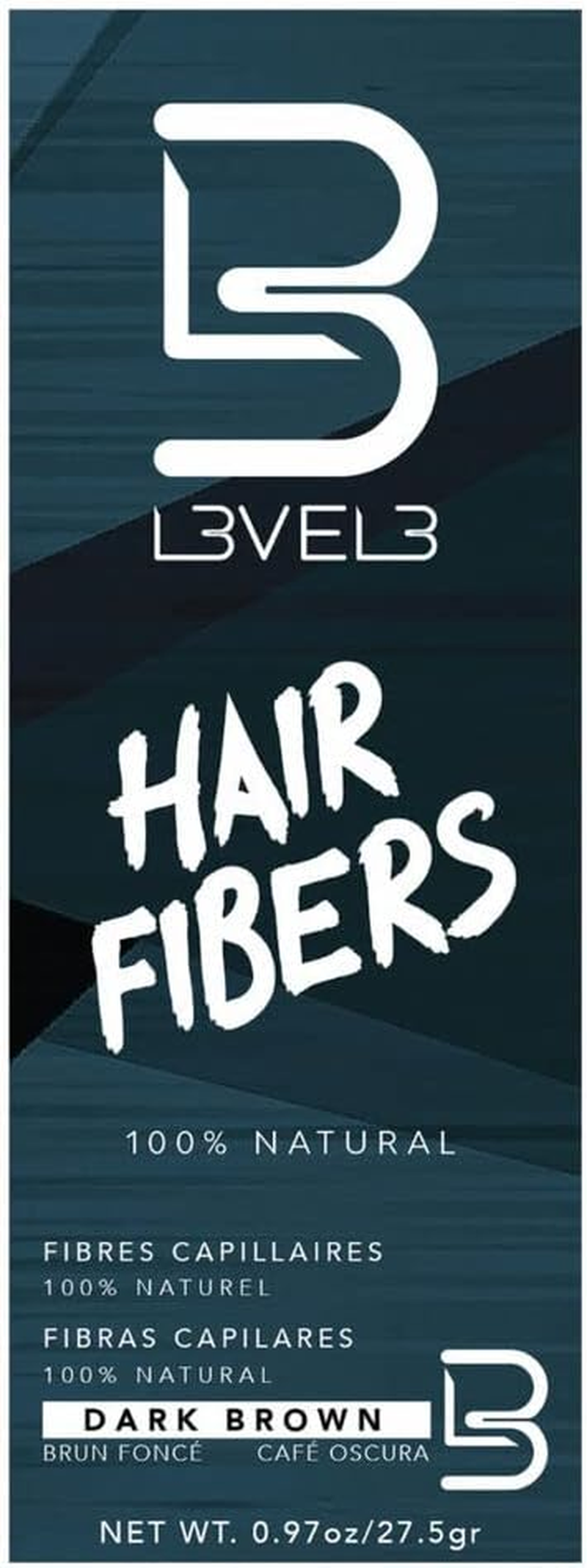 L3VEL3 Hair Fibers - Blends Seamlessly - Made with Cotton Extract - Adheres to All Hair Types - Suitable for Men and Women - Easy to Use from Bottle or Applicator - Brown - 0.97 Oz Treatment