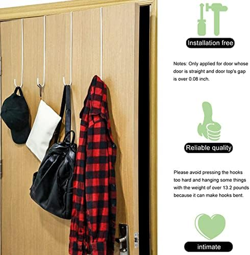 Hotop 15 Inch Wreath Hanger Hooks over Door Metal Practical Clothes Towel Hanger Hooks for Christmas Front Door Decorations(White,2 Pieces) - White image number 2