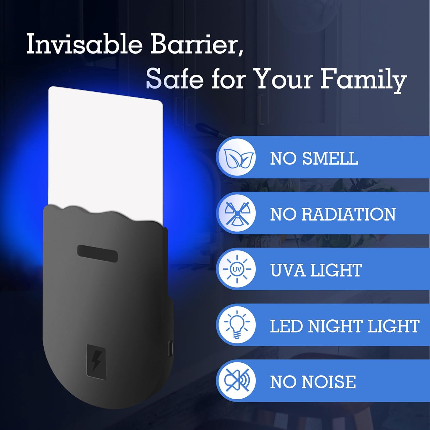 Flying Insect Trap,2 in 1 Indoor Plug-In Bug Zapper,1 Trap Black and 6 Glue Cards,Fruit Fly Trap for Gnat,Moth,Mosquito,Suitable for Every Part of the Home (Black) image number 1