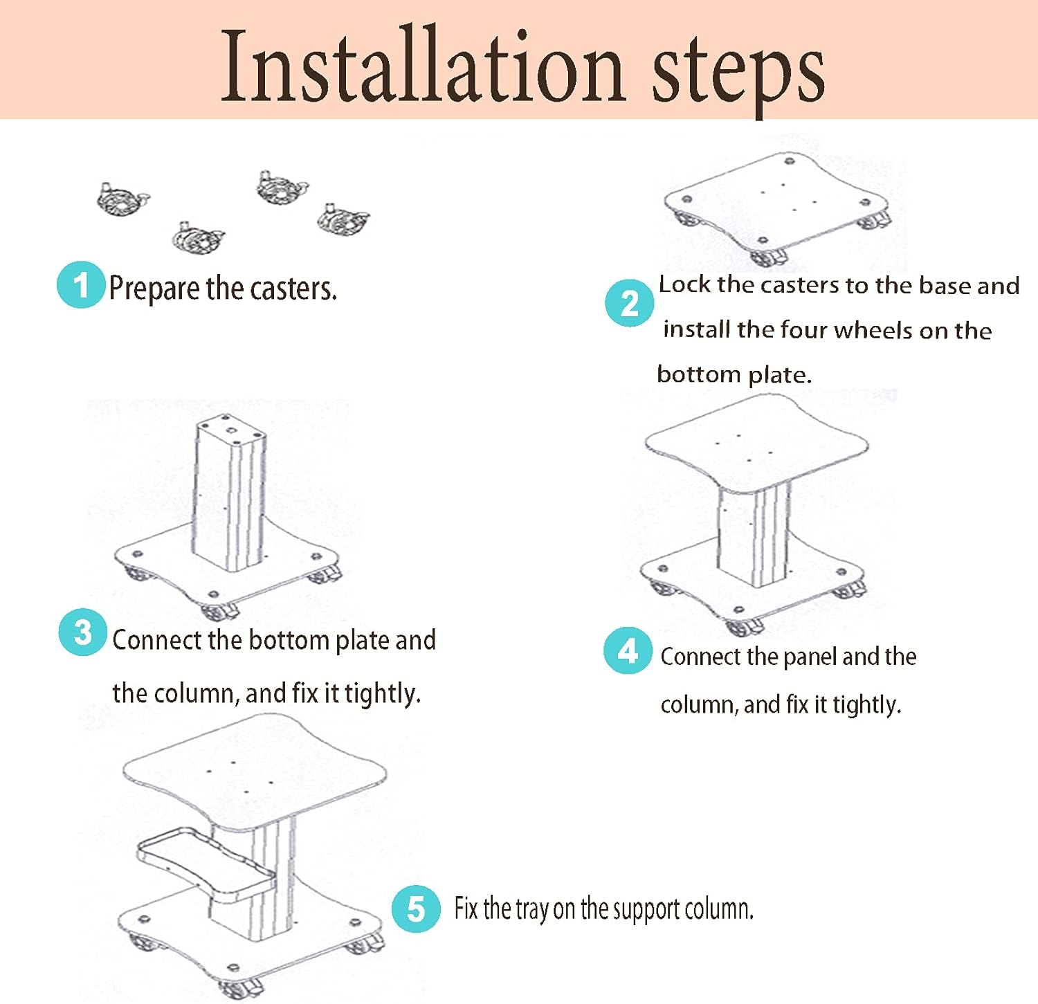 Beauty Salon Trolley Cart, HOINCO Salon Spa Rolling Trolley Stand Mobile Cart with Wheel Beauty Instrument Storage Tray (White) image number 1