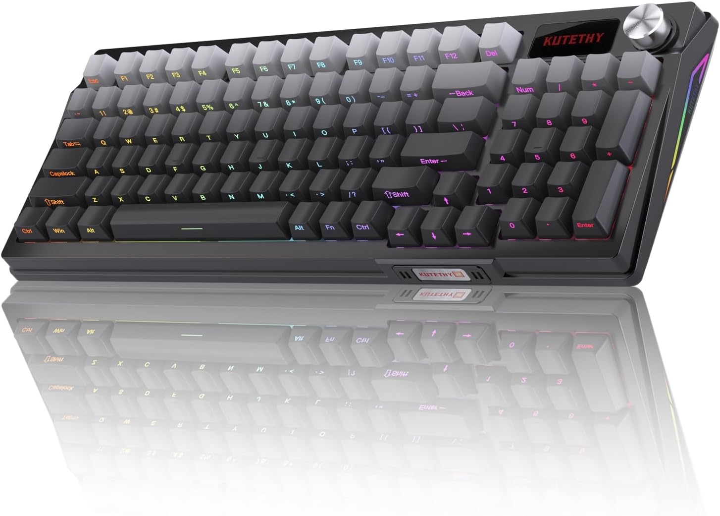 Kutethy Wireless Mechanical Keyboard,Pre-Lubed Switches,Gasket Structure,Tri-Mode Bt/2.4Ghz/Usb-C Hot Swappable,Gradient Topographic Keycaps,Rgb Backlit Gaming Keyboard(Kailh Box Chocolate Switch)
