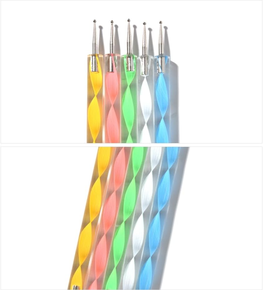 Siyuwuro 5Pcs Double-Ended Nail Art Dotting Pens 10 Different Diameter Ball End Dots Painting Pen Tool 2 Way Nail Art Design Tools for Nail Decorations Art Stippling Engraving Drawing image number 1
