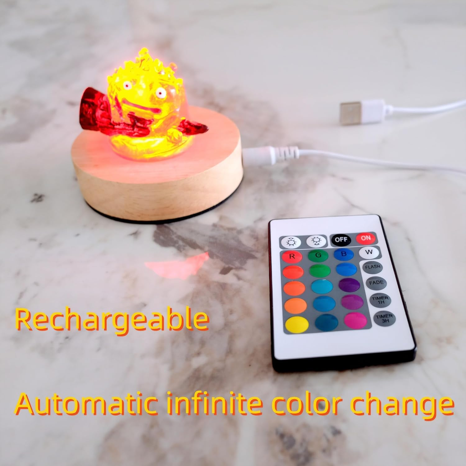 ORALEAF Calcifer Night Light with Remote Control - Multi-Color Adjustable LED Lamp Statue Inspired by Howl'S Moving Castle image number 1