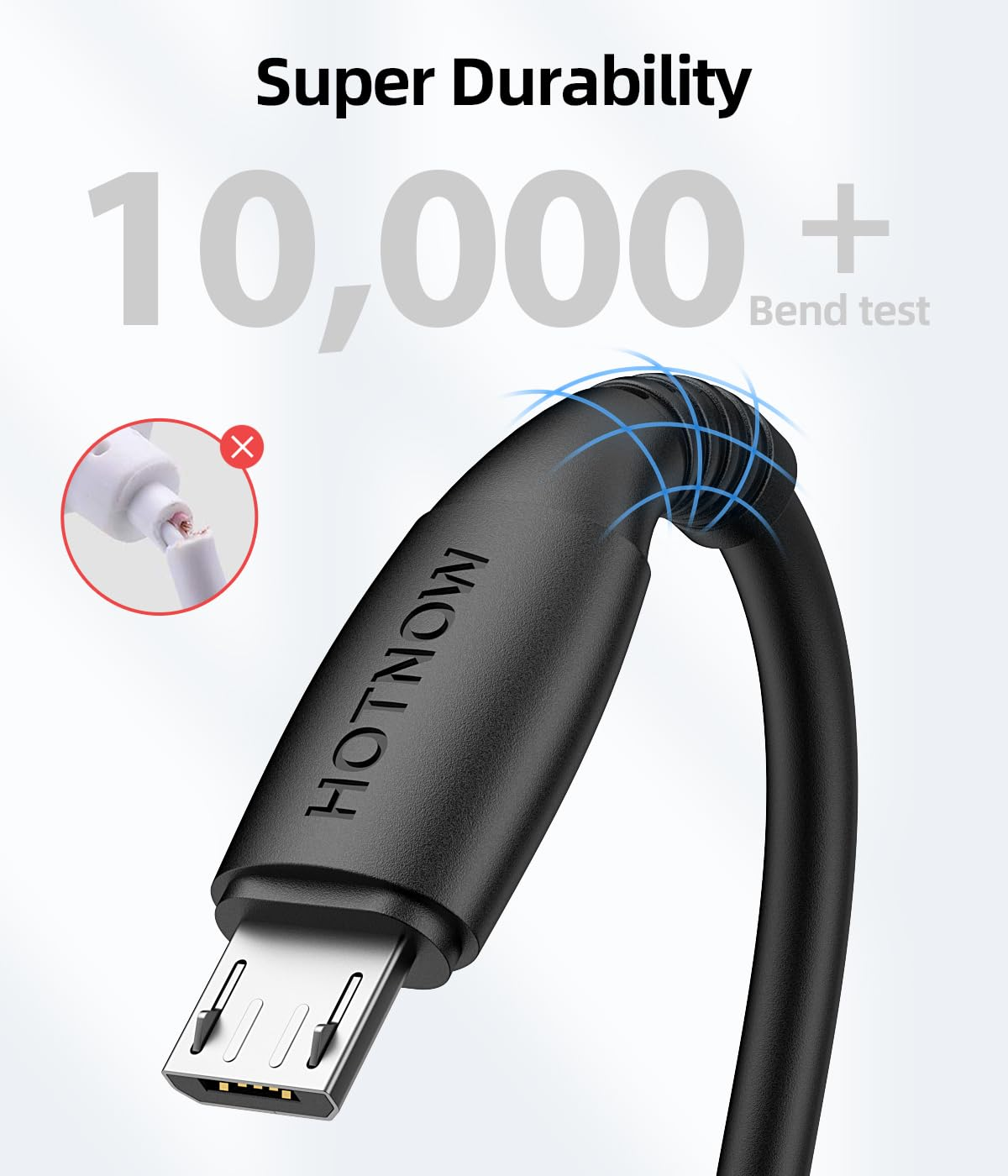 HOTNOW Micro USB Cable 30CM, [3 Pieces] Short USB a to Micro USB Cable 0.3M High-Speed Android Cord for Galaxy S6 S7 Edge,For Kindle Note,Sony Xperia Z3 Z5,Power Bank and Android Phone image number 3