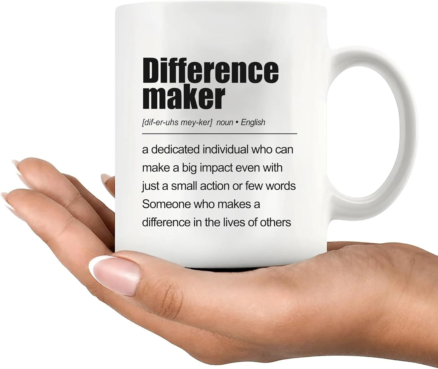 Difference Maker Definition Mug Inspirational Gifts for Women Men Retirement Gifts to Coworkers Boss Leader Teacher Ceramic Mug 11 Oz White image number 4