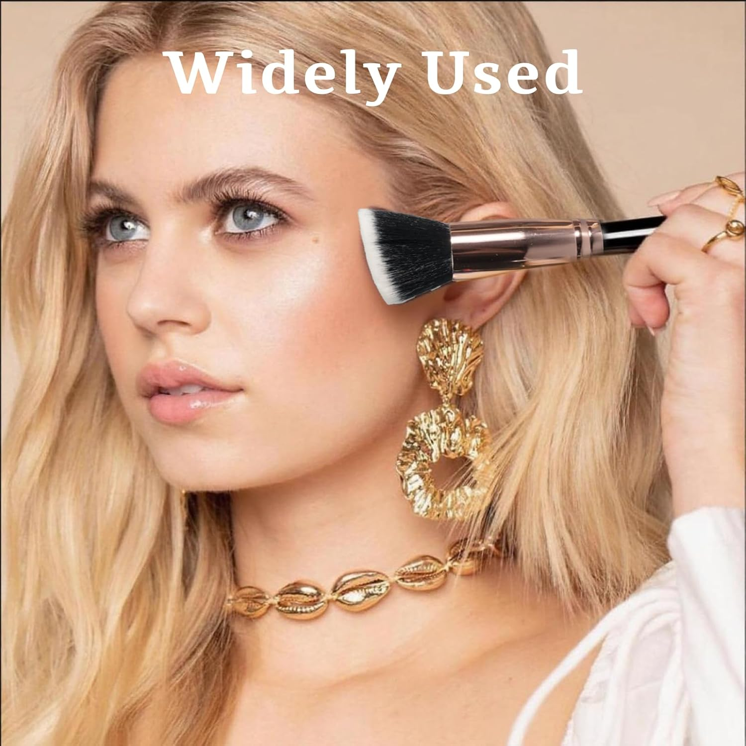 Fortuneglobe 2 Pieces Kabuki Foundation Brush Set - Professional Flat Top Face & Body Makeup Brushes for Liquid, Cream, Powder | Blending & Buffing Duo​​