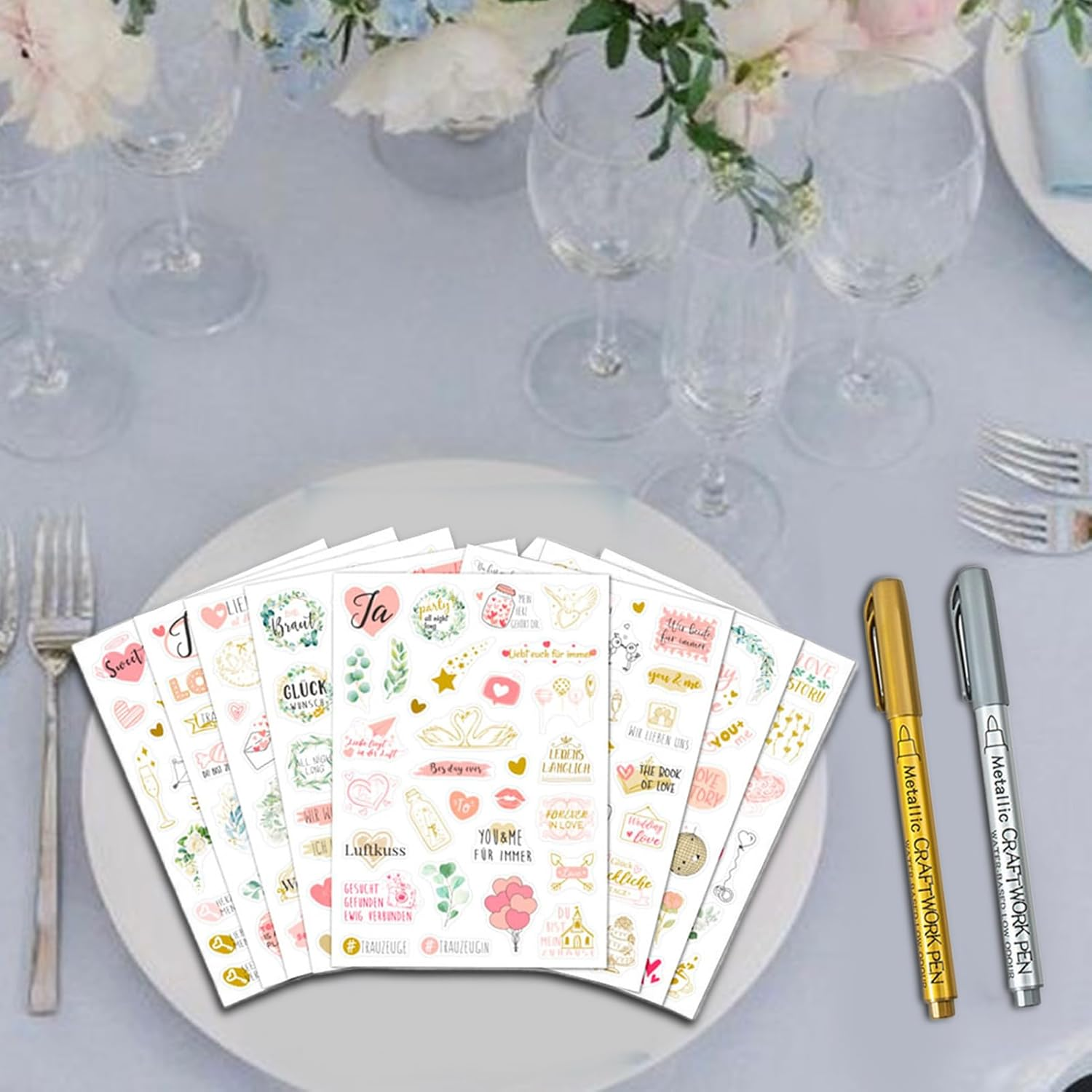 Elegant Wedding Guest Book Scrapbook with Stickers &ndash; Reception Signature Sign-In Book for Graduation, Baby Shower, Birthday, Retirement, and Special Events | Keepsake Memory Album image number 4