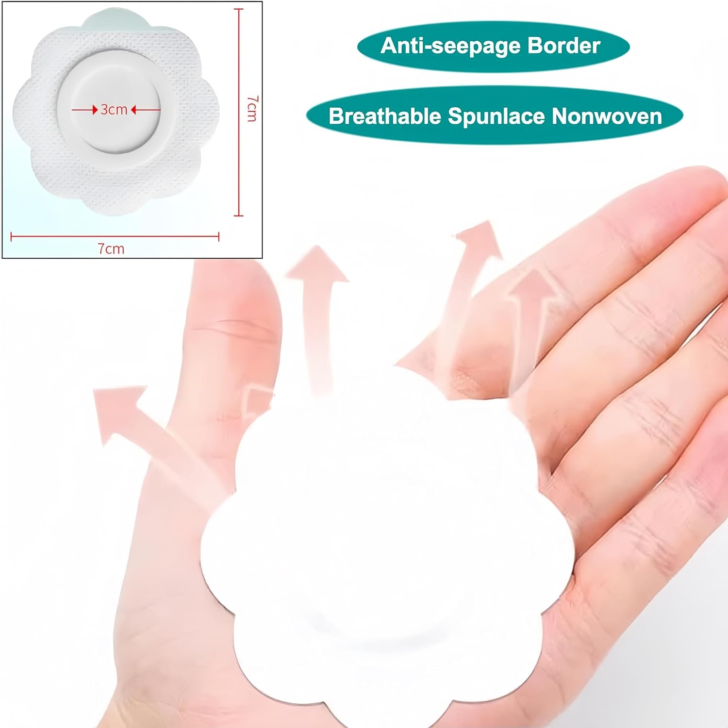 Febohao 50Pcs Castor Oil Patches Pack Self Adhesive Bandage Castor Oil Wrap Mini Travel Essentials Portable Multi-Layer Anti-Leak 7Cm/2.75In image number 3