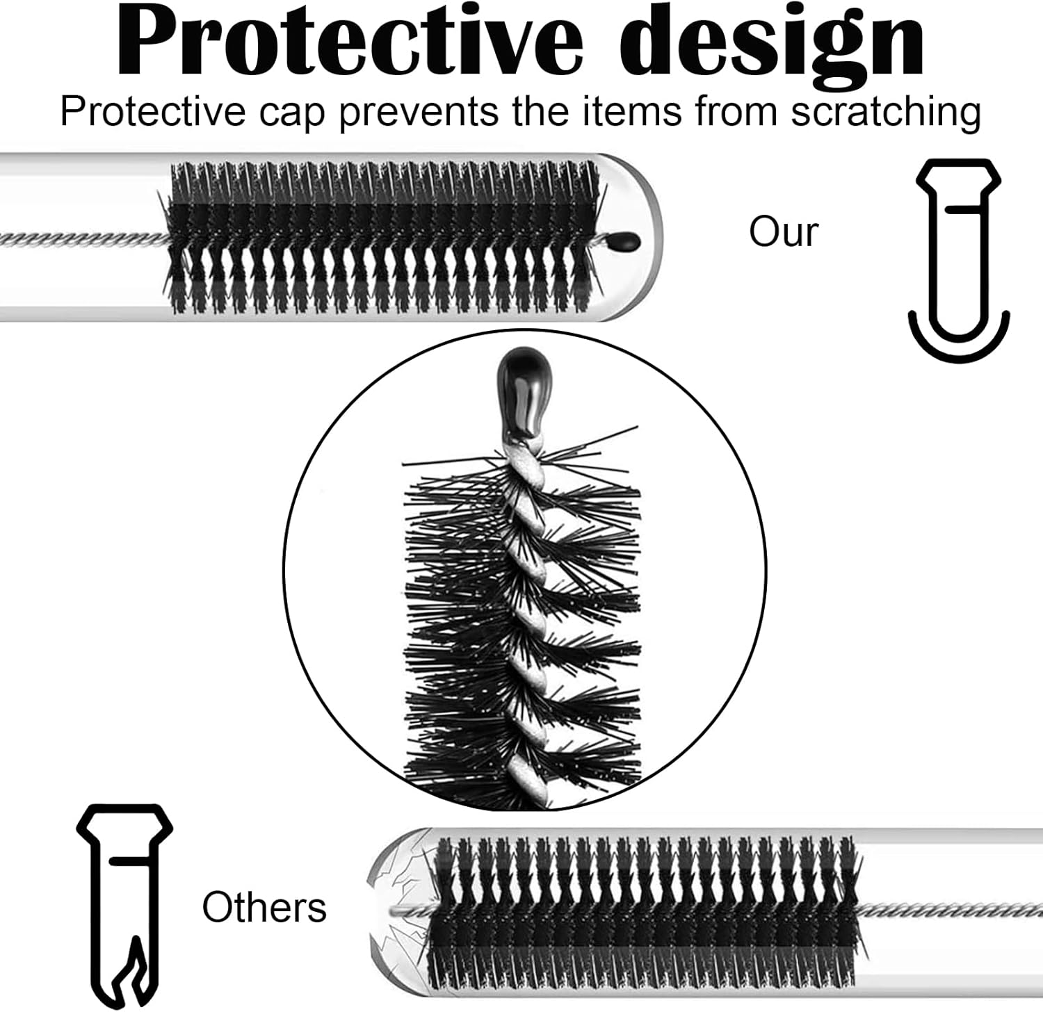 10Pcs Straw Cleaner Brush - Extra Long Pipe Cleaners & Bottle Brush Cleaner for Tumbler, Sippy Cup, Bottle and Pipes (Black) image number 2