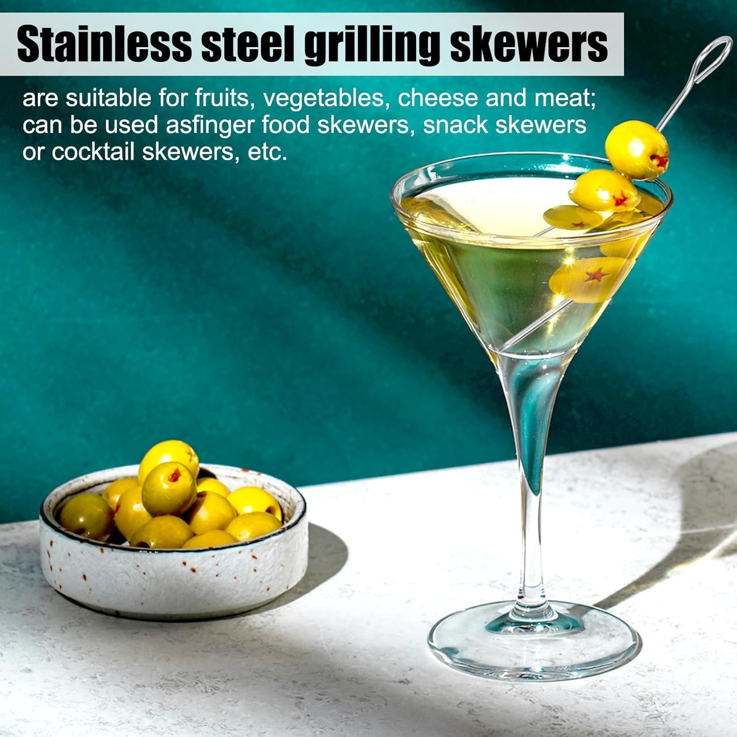 Pack of 60 Stainless Steel Kebab Skewers (15 Cm) - Metal Roulade Needles, Barbecue Skewers, Small Skewers for Roulades, Meat Skewers, Reusable for Barbecuing image number 2