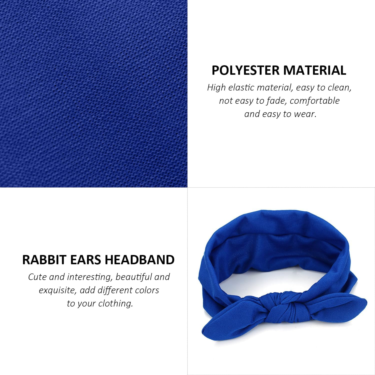 Nyxseat Women'S Accessories, Pack of 3 Rabbit Ear Headbands, Cute Headbands, Polyester, Suitable for Birthdays, Meetings with Friends, Everyday Wear (Rose Red, Royal Blue, Yellow) (20 X 8 Cm) image number 5