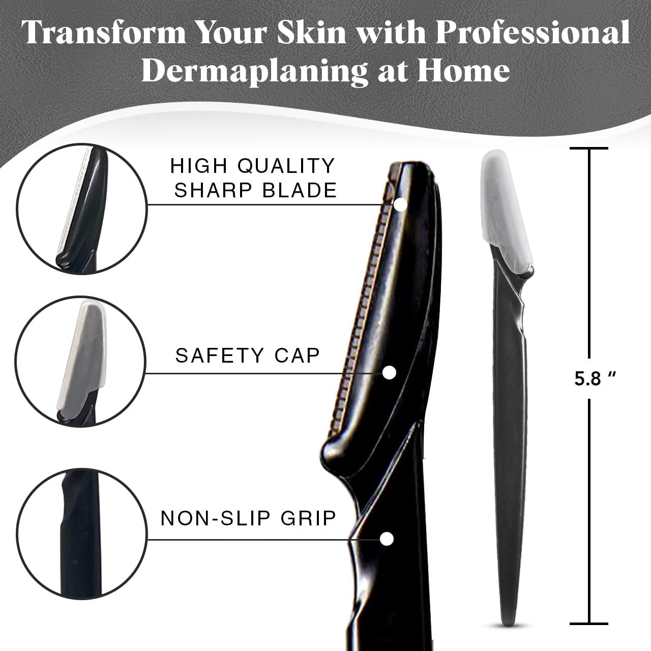 12-Piece Dermaplaning Tool - Facial Razors for Women and Men, Ideal for Facial Hair Removal, Eyebrow Trimming, and Skin Care - Black image number 4
