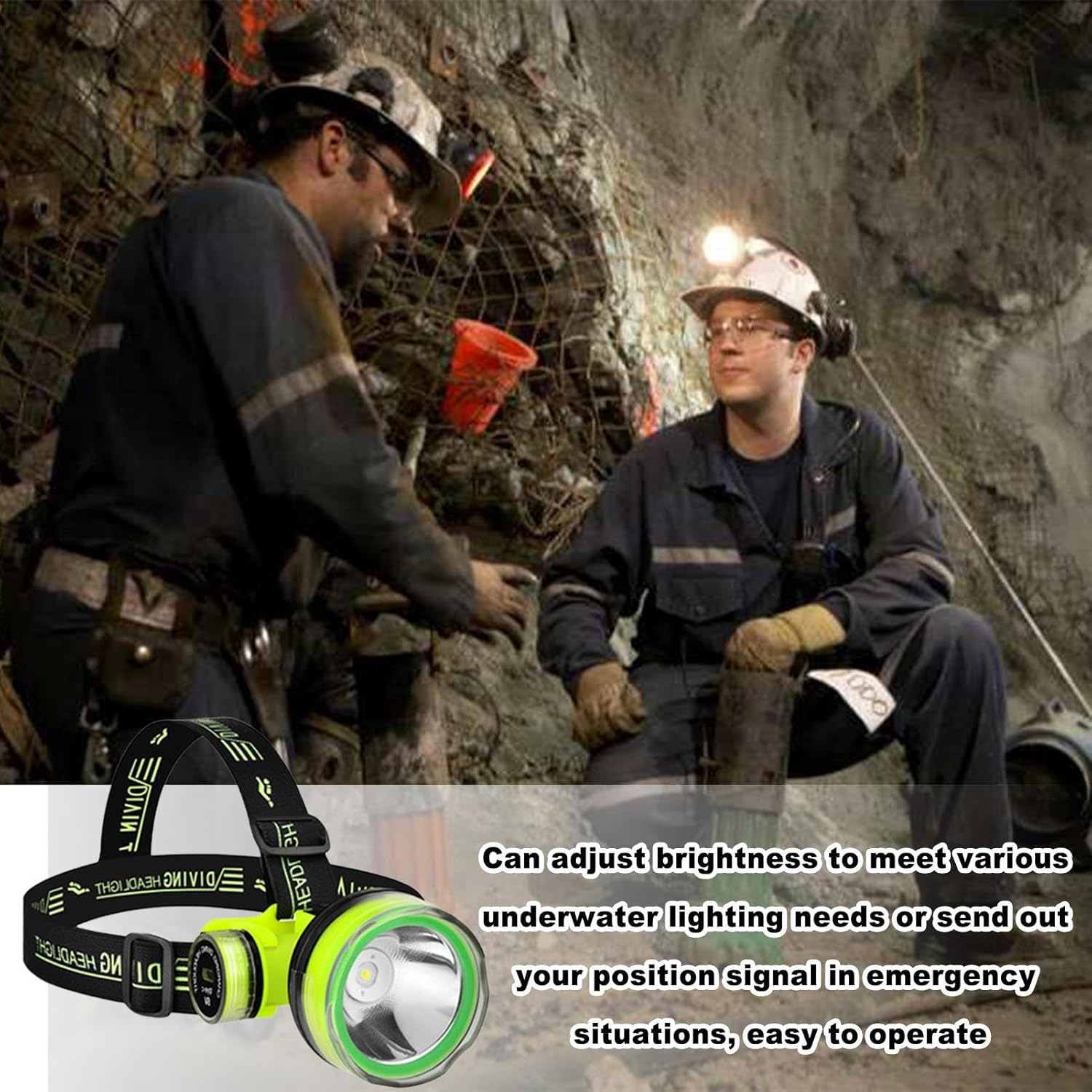 Waterproof LED Head Lamp - Gear Dive Light, Underwater Flashlight Torch | IPX8 USB Rechargeable Lamp, 350M Beam Distance Design, Perfect for Deep Sea Exploration or Night Swimming image number 1