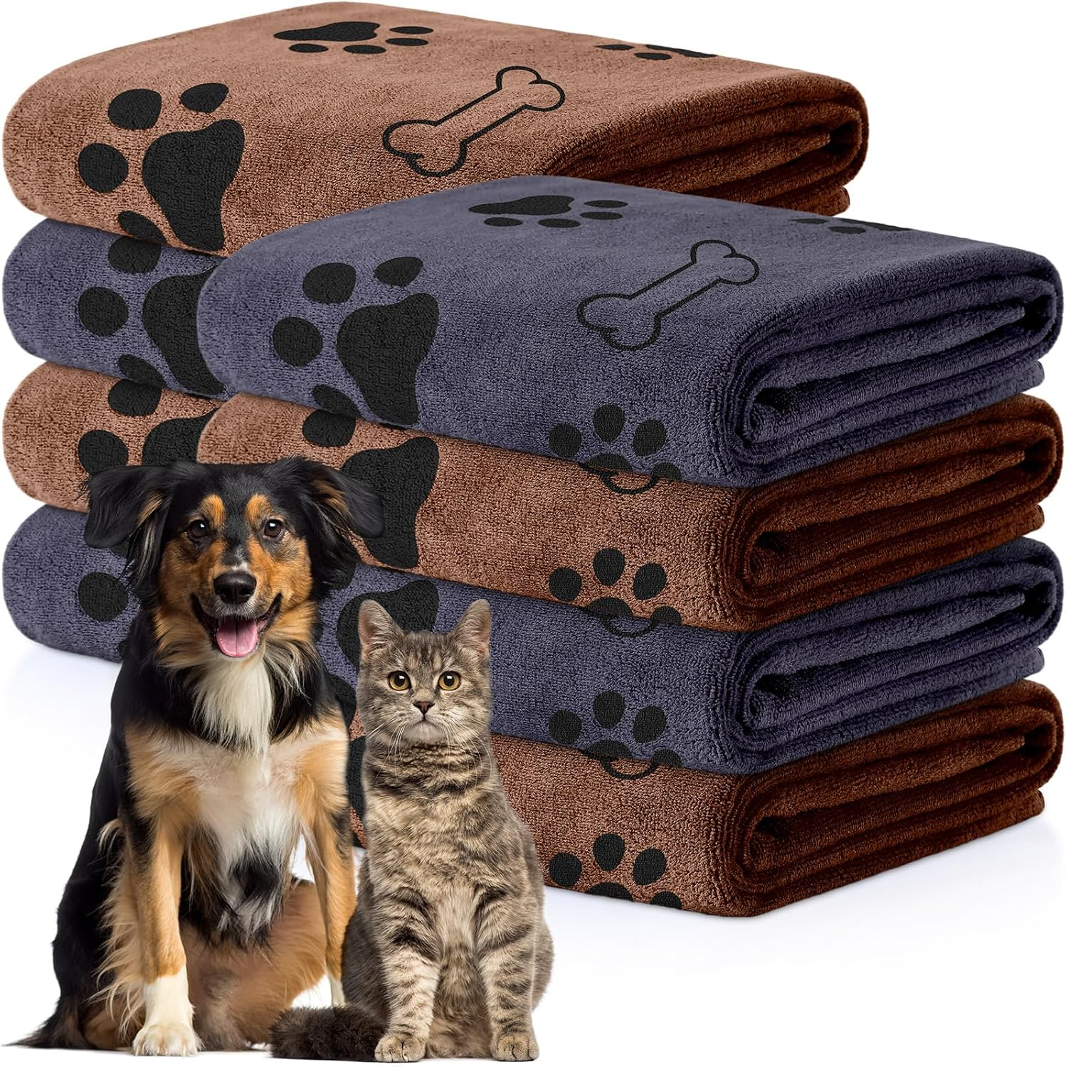 Chumia 8 Pcs Dog Towels for Drying Dogs Cats Pet Towels Bulk Puppy Microfiber Quick Drying Paw Bath Bathing Supplies Absorbent for Medium Pets(Colorful,40 X 24 Inch)