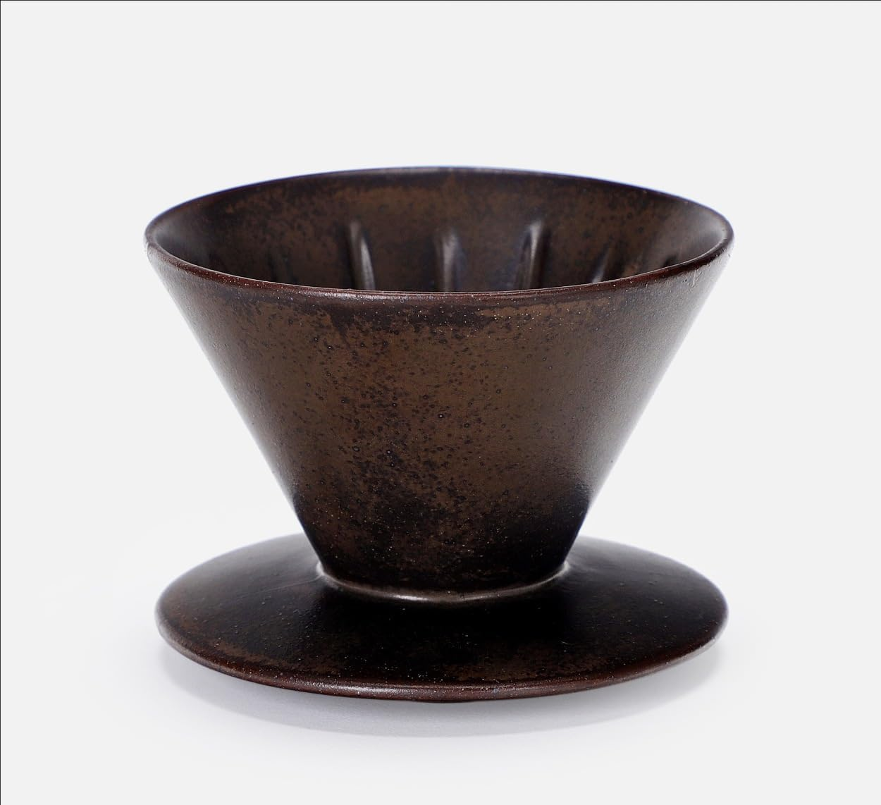 Pottery Pour over Coffee Maker, Ceramic Cone Filter Hand Drip Coffee Dripper, Reusable Stoneware Pourover Coffee Brewer, Size 02 (Rustic Chocolate Brown)