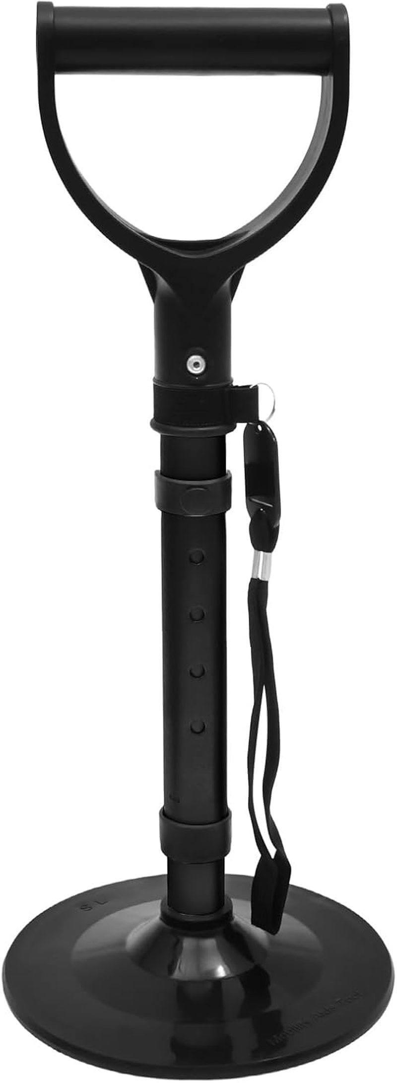 Lightweight Mobility Aid Tool, 5 Height Adjustable Mobile Standing Aid with Widened Nonslip Bottom for Home Garden Workshop (Black)